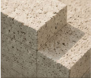 Close-up of pale perlite stone blocks and their natural texture